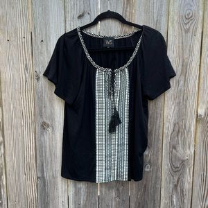 Anthropologie W5 Embroidered Tribal Tie Top size Small